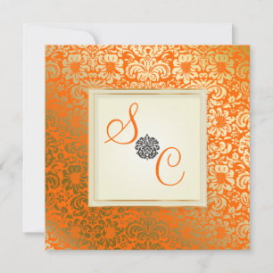 Pix Dezines Fidora en Oro Vintag Damask Einladung