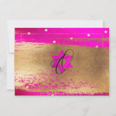 Pix Dezines FLASHY PINK GOLD BRUSHSTROKE Mitzvah Einladung (Rückseite)
