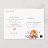 Pix Dezines Floral Watercolor Baby Girl Ankündigungspostkarte (Rückseite)