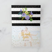 Pix Dezines florale Wasserfarbe b+w Streifen Dankeskarte (Innenseite)