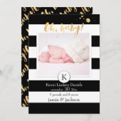 Pix Dezines Geburtsankündigung/b+w Streifen Ankündigung (Vorne/Hinten)