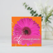 Pix Dezines Gerbera, pink/deines Events! Einladung (Stehend Vorderseite)