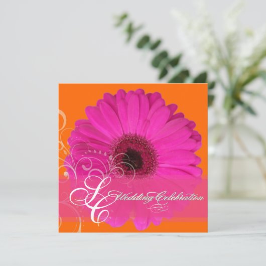 Pix Dezines Gerbera, pink/deines Events! Einladung (Stehend Vorderseite)