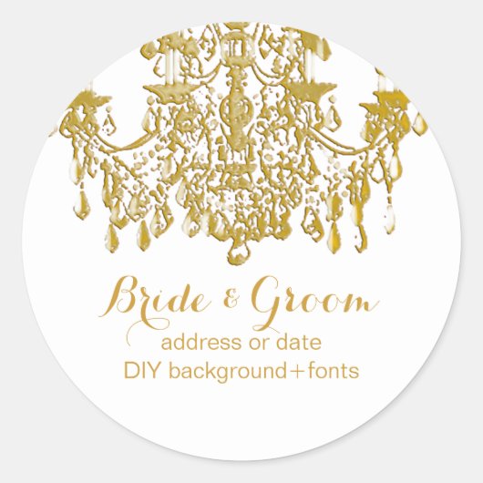 Pix Dezines goldfarbener Kristallleuchter Runder Aufkleber (Vorderseite)