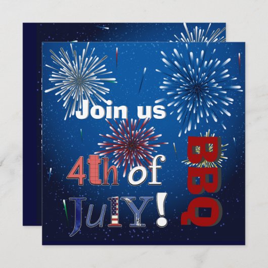 Pix Dezines GRILLEN, 4. Juli lädt Einladung (Vorne/Hinten)