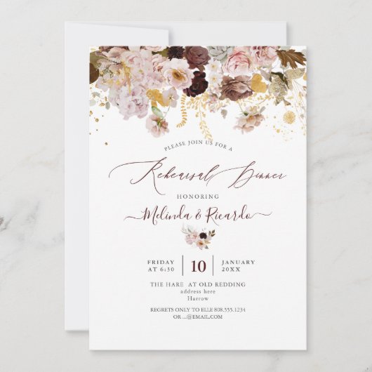 Pix Dezines H2 Herbst Blume Probe Abendessen Einladung (Vorderseite)