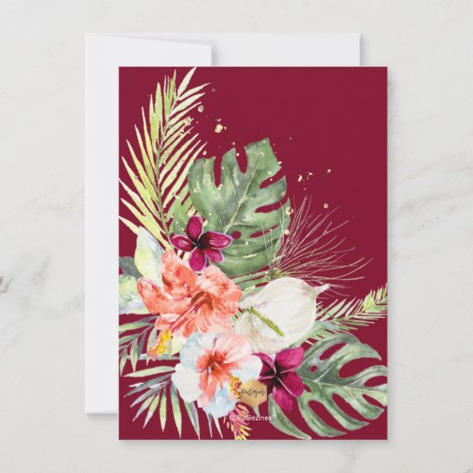 Pix Dezines H2 Tropisches Paradies Luau Abschluss Einladung (Rückseite)