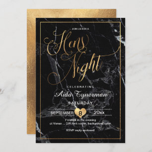Pix Dezines Hens Night Imitats Gold Script+Marbour Einladung