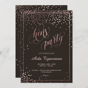 Pix Dezines Hens Party Imitate Rose Gold Confetti Einladung