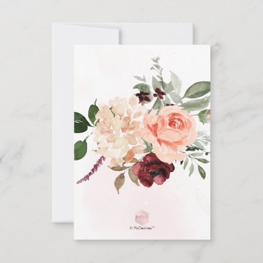 Pix Dezines Herbstliche Liebe H2 Marsala Rote Blum Einladung (Rückseite)