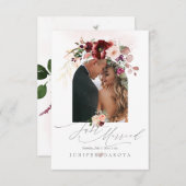 Pix Dezines Herbstliche Liebe H2 Marsala Rote Blum Einladung (Vorne/Hinten)