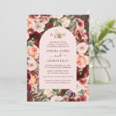 Pix Dezines Herbstliche Liebe H2 Marsala Rote Blum Einladung (Stehend Vorderseite)