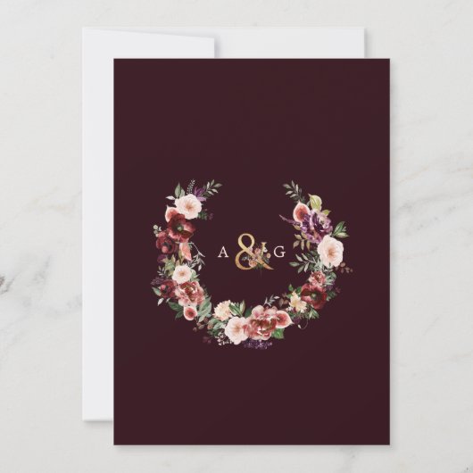 Pix Dezines Herbstliche Liebe H2 Marsala Rote Blum Einladung (Rückseite)