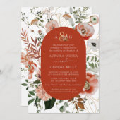 Pix Dezines Herbstliche Liebe H2 Marsala Rote Blum Einladung (Vorne/Hinten)