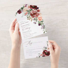 Pix Dezines HerbstLiebe H2 Rustikale Marsala Rot All In One Einladung