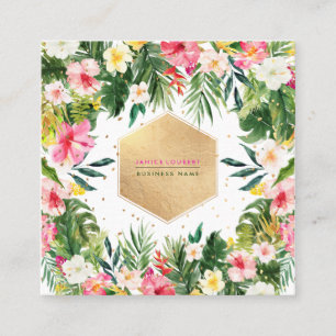 Pix Dezines Hibiskus Tropischer Dschungel Quadratische Visitenkarte