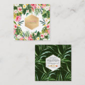 Pix Dezines Hibiskus Tropischer Dschungel Quadratische Visitenkarte (Vorne/Hinten)