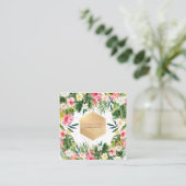 Pix Dezines Hibiskus Tropischer Dschungel Quadratische Visitenkarte (Stehend Vorderseite)