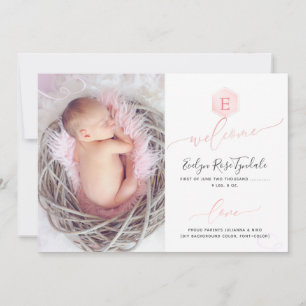 Pix Dezines Honeycomb Geburtsankündigung, Mädchen Ankündigung