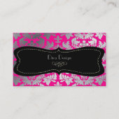 Pix Dezines Imitat Silberbarocke Damast Rosa Visitenkarte (Vorderseite)