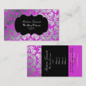 Pix Dezines Imitate Silberbarocke Damasta magenta Visitenkarte (Vorne/Hinten)