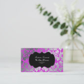 Pix Dezines Imitate Silberbarocke Damasta magenta Visitenkarte (Stehend Vorderseite)