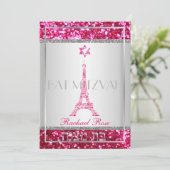 Pix Dezines Imitats Glitzer eifflel/Bat Mitzvah Einladung (Stehend Vorderseite)