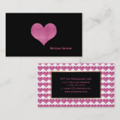 Pix Dezines Imitats Glitzer Himbeere Rosa Herzstüc Visitenkarte (Vorne/Hinten)