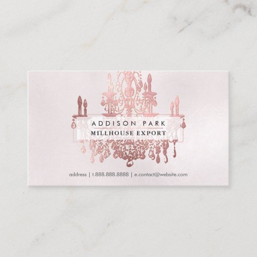 Pix Dezines Imitats Rose Goldkronleuchter Visitenkarte (Vorderseite)