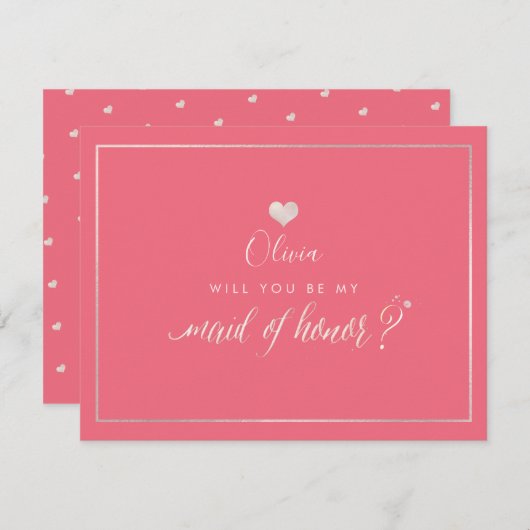 Pix Dezines Iridescent Blush Pink, Trauzeugin Einladung (Vorne/Hinten)