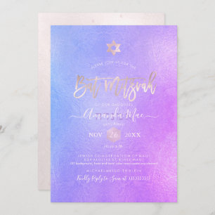 Pix Dezines Iridescent Lila Ombre Bat Mitzvah Einladung