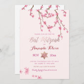 Pix Dezines Kirschblüten Bat Mitzvah Einladung (Vorne/Hinten)