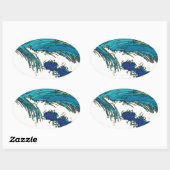 Pix Dezines konen uehara Ozeanwellen, 上 原 Ovaler Aufkleber (Blatt)