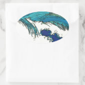 Pix Dezines konen uehara Ozeanwellen, 上 原 Ovaler Aufkleber (Tasche)