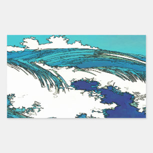 Pix Dezines konen uehara Ozeanwellen, 上 原 Rechteckiger Aufkleber