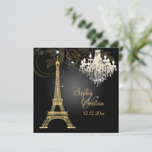 Pix Dezines la Tour Eiffel/paris Einladung (Stehend Vorderseite)