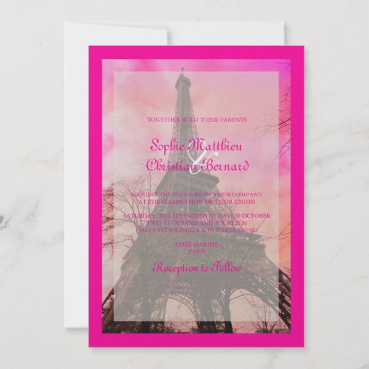 Pix Dezines la Tour eiffel/paris Einladung (Rückseite)