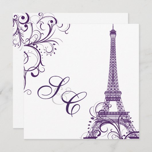 Pix Dezines la Tour eiffel/paris Einladung (Vorne/Hinten)