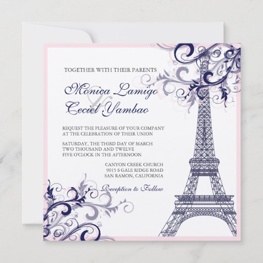 Pix Dezines la Tour eiffel/paris Einladung (Rückseite)