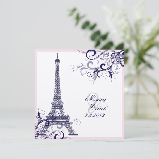 Pix Dezines la Tour eiffel/paris Einladung (Stehend Vorderseite)