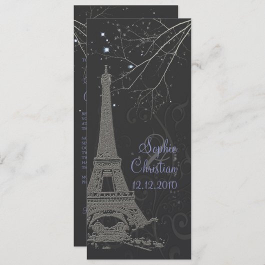 Pix Dezines la Tour eiffel/paris Einladung (Vorne/Hinten)