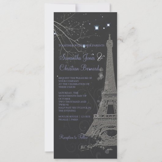 Pix Dezines la Tour eiffel/paris Einladung (Rückseite)