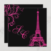 Pix Dezines la Tour eiffel/paris Einladung (Vorne/Hinten)
