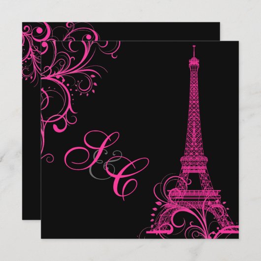 Pix Dezines la Tour eiffel/paris Einladung (Vorne/Hinten)