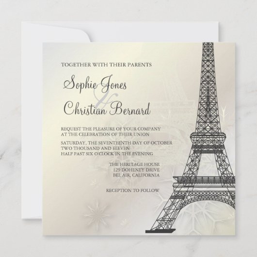Pix Dezines la Tour eiffel/paris Einladung (Rückseite)