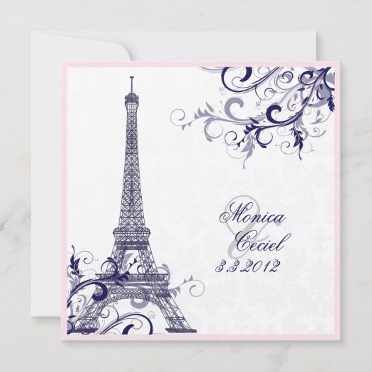 Pix Dezines la Tour eiffel/paris/METALLIC SILVER Einladung (Vorderseite)