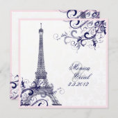 Pix Dezines la Tour eiffel/paris/METALLIC SILVER Einladung (Vorne/Hinten)