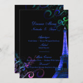 Pix Dezines la Tour eiffel/paris/Neon Lights Menükarte (Vorne/Hinten)