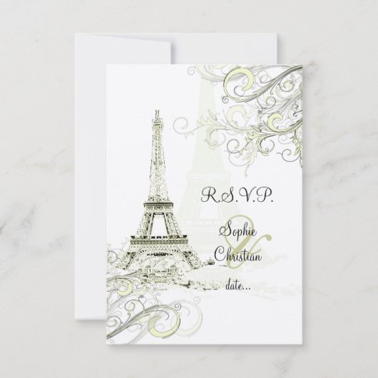 Pix Dezines la Tour Eiffel/paris RSVP Karte (Vorderseite)