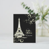 Pix Dezines La Tour Eiffel+Wirbel Einladung (Stehend Vorderseite)